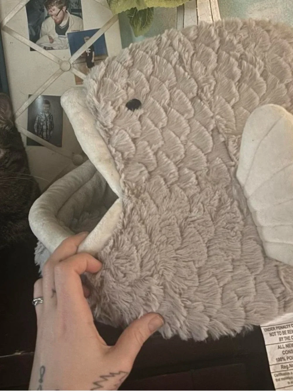 Cozy Plush Cave Bed in Light Taupe